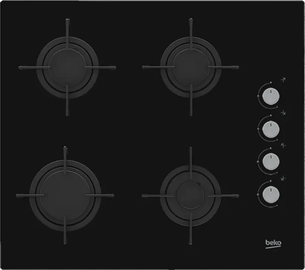 BEKO HILG64120S – Noir – Encastrable – 60 cm – Plaque de cuisson à gaz – Vitrocéramique – 4 zones