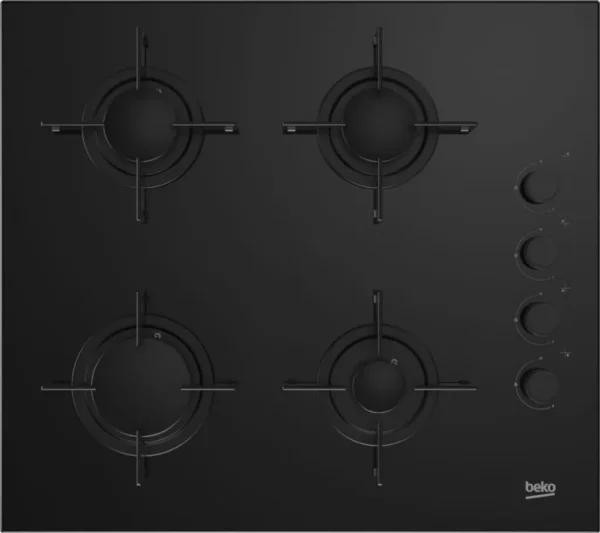 BEKO HILG64120S – Noir – Encastrable – 60 cm – Plaque de cuisson à gaz – Vitrocéramique – 4 zones