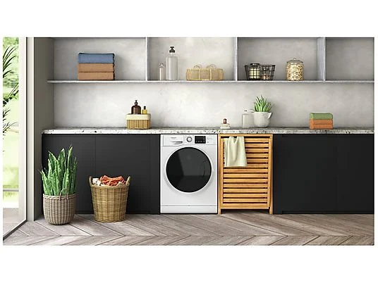 Lave-linge séchant HOTPOINT NDB 964489 WDA IT, chargement frontal, capacité de lavage 9 kg, capacité de séchage 6 kg, 16 programmes, profondeur 54 cm, blanc, classe énergétique A + lot de 4 pieds anti-vibrations KOENIC pour lave-linge + désodorisant d'intérieur MELICONI ECO PARFUM FRESH MUSK