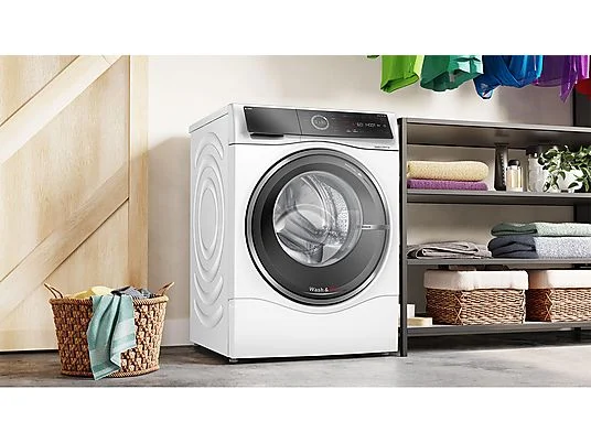 Lave-linge séchant BOSCH WNC254A0IT, chargement frontal, capacité de lavage 10,5 kg, capacité de séchage 6 kg, 18 programmes, profondeur 62,2 cm, blanc, classe énergétique A + lot de 4 pieds anti-vibrations KOENIC pour lave-linge + désodorisant d'intérieur MELICONI ECO PARFUM FRESH MUSK