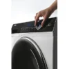 Lave-linge séchant HAIER HWD80-B14979-IT, chargement frontal, capacité de lavage 8 kg, capacité de séchage 5 kg, 14 programmes, profondeur 46,2 cm, blanc, noir, classe énergétique A + lot de 4 pieds anti-vibrations KOENIC pour lave-linge + parfum MELICONI ECO PARFUM MUSC FRAIS