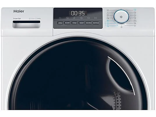 Lave-linge séchant HAIER HWD80-BP14929A-S, chargement frontal, capacité de lavage 8 kg, capacité de séchage 5 kg, 15 programmes, profondeur 53 cm, blanc, classe énergétique A + lot de 4 pieds anti-vibrations KOENIC pour lave-linge + parfum MELICONI ECO PARFUM MUSC FRAIS