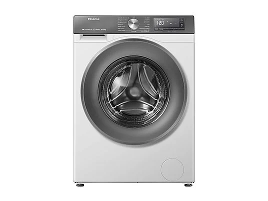 Lave-linge séchant HISENSE WD3S1043BW7, chargement frontal, capacité de lavage 10,5 kg, capacité de séchage 6 kg, 19 programmes, profondeur 59 cm, blanc/argent, classe énergétique A + lot de 4 pieds anti-vibrations KOENIC pour lave-linge + désodorisant d'intérieur MELICONI ECO PARFUM FRESH MUSK