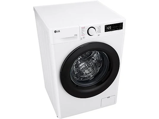 Lave-linge séchant LG AI DD D4R3009NSWB, chargement frontal, capacité de lavage 9 kg, capacité de séchage 6 kg, 12 programmes, profondeur 56,5 cm, blanc, classe énergétique A + lot de 4 pieds anti-vibrations KOENIC pour lave-linge + désodorisant d'intérieur MELICONI ECO PARFUM FRESH MUSK
