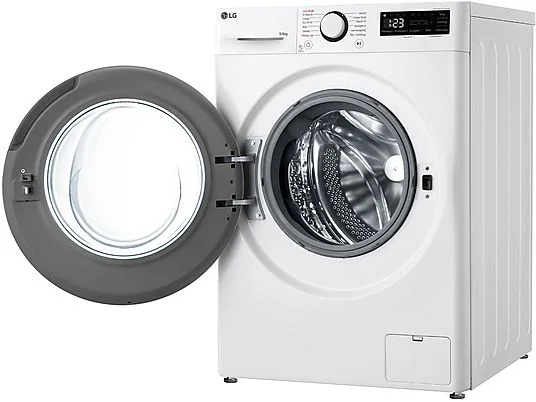 Lave-linge séchant LG AI DD D4R3009NSWB, chargement frontal, capacité de lavage 9 kg, capacité de séchage 6 kg, 12 programmes, profondeur 56,5 cm, blanc, classe énergétique A + lot de 4 pieds anti-vibrations KOENIC pour lave-linge + désodorisant d'intérieur MELICONI ECO PARFUM FRESH MUSK