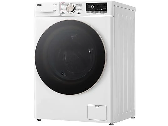 Lave-linge séchant LG AI DD D4R7011TSWG, chargement frontal, capacité de lavage 11 kg, capacité de séchage 6 kg, 13 programmes, profondeur 56,5 cm, blanc, classe énergétique A + lot de 4 pieds anti-vibrations KOENIC pour lave-linge + désodorisant d'intérieur MELICONI ECO PARFUM FRESH MUSK