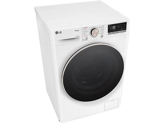 Lave-linge séchant LG AI DD D4R7011TSWG, chargement frontal, capacité de lavage 11 kg, capacité de séchage 6 kg, 13 programmes, profondeur 56,5 cm, blanc, classe énergétique A + lot de 4 pieds anti-vibrations KOENIC pour lave-linge + désodorisant d'intérieur MELICONI ECO PARFUM FRESH MUSK