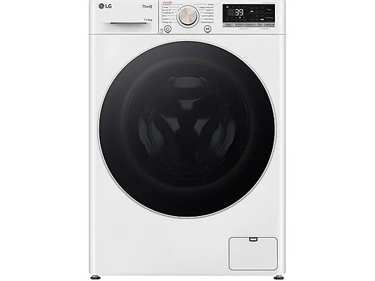 Lave-linge séchant LG AI DD D4R7011TSWG, chargement frontal, capacité de lavage 11 kg, capacité de séchage 6 kg, 13 programmes, profondeur 56,5 cm, blanc, classe énergétique A + lot de 4 pieds anti-vibrations KOENIC pour lave-linge + désodorisant d'intérieur MELICONI ECO PARFUM FRESH MUSK