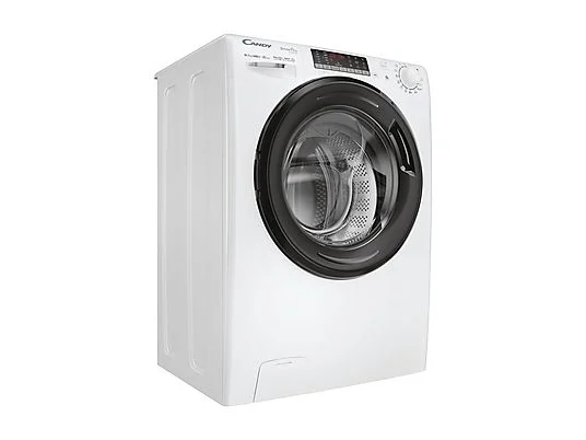 Laveuse-sécheuse CANDY CSOW41076TWMB8-S, chargement frontal, capacité de lavage 10 kg, capacité de séchage 7 kg, 17 programmes, profondeur 58 cm, blanc et noir, classe énergétique A + lot de 4 pieds anti-vibrations KOENIC pour lave-linge + désodorisant d'intérieur MELICONI ECO PARFUM FRESH MUSK