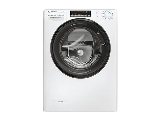 Laveuse-sécheuse CANDY CSOW41076TWMB8-S, chargement frontal, capacité de lavage 10 kg, capacité de séchage 7 kg, 17 programmes, profondeur 58 cm, blanc et noir, classe énergétique A + lot de 4 pieds anti-vibrations KOENIC pour lave-linge + désodorisant d'intérieur MELICONI ECO PARFUM FRESH MUSK