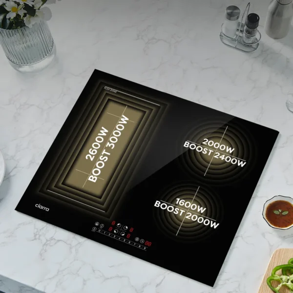Plaque de cuisson à induction CIARRA Flex 60 cm, 4 zones, encastrable, BOOST Flex Zone VM4BFBIH