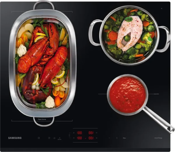 Plaque à induction Samsung NZ64B5045GK 60 cm Slim Fit Flex Zone, 4 zones de cuisson, limiteur de puissance WiFi